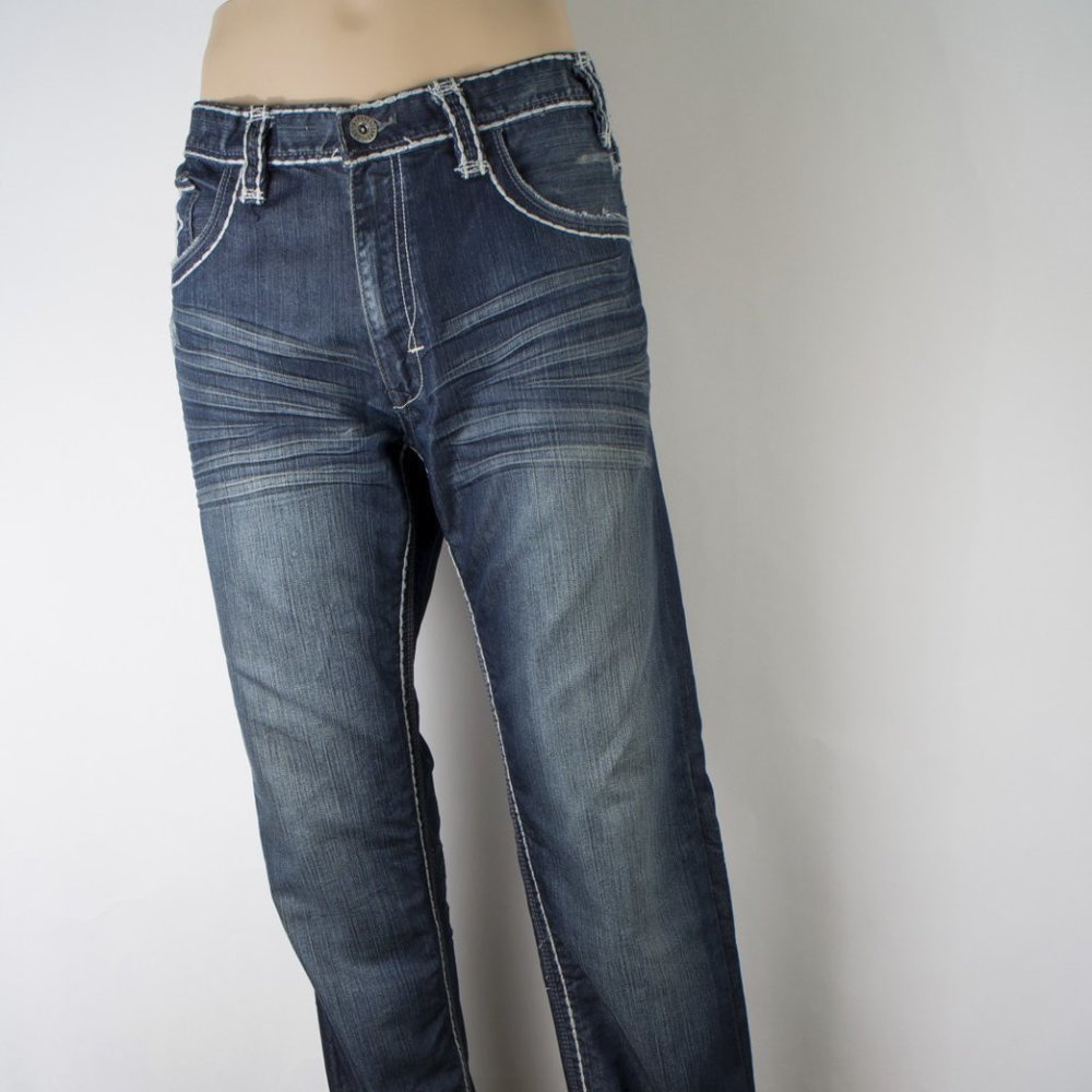 United Kingdom Pepe Straight (36 X 32) Men's Denim Jeans Dark Wash